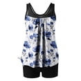 thumbnail image 4 of Nfurl Women's Swimming Suits 2 Piece Tummy Control Tankini Bathing Suit Trendy Floral Print Tankini Swimsuits Summer Swimmwear with Shorts Black,Size S, 4 of 5