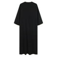 thumbnail image 6 of safuny Men's Muslim Islamic Ramadan Jubbah with Pocket Trendy Pullover Long Sleeve Fall Tees Crew Neck Saudi Arab Long Kaftan Robe Holiday Solid Embroidered Fashion Spring Black S, 6 of 6