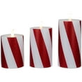 thumbnail image 6 of Northlight LED Flameless Flickering Candy Cane Wax Pillar Christmas Candles - 6" - Set of 3, 6 of 6