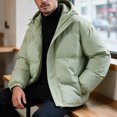 thumbnail image 7 of Winter Puffer Coat for Men Solid Color Warm Hooded Thick Coat Stand Collar Zip Up Padded Outerwear for Daily, 7 of 7