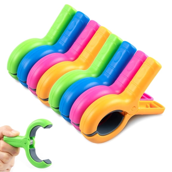 8 Pack Extra Large Beach Towel Clips,  Towel Clips for Beach Chair Pool Chair on Cruise, Beach Chair Clips to Keep Your Towel from Blowing Away