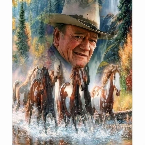 5D DIY full circle diamond painting set - John Wayne diamond painting art, suitable for home wall decoration and gifts, perfect for art lovers