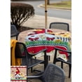 thumbnail image 5 of Outdoor Tablecloths with Umbrella Hole & Zipper, Red Gnomes 60x60 Inch Square Tablecloths, Spring Daisy Wildflowers Farmhouse Wooden Plank Waterproof Table Cloth, Patio/Pool/Picnic Table Covers, 5 of 8