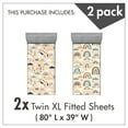 thumbnail image 3 of Ambesonne Rainbow Fitted Sheet Set 2 Pack All-Round Elastic, Pastel Scandi Art Unicorn, Twin XL Size, Blue Grey Peach, 3 of 3