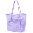 thumbnail image 1 of Bolsa de Playa KPX de Malla para Mujer, Resistente a la Arena e Impermeable, Color Morado, 1 of 7