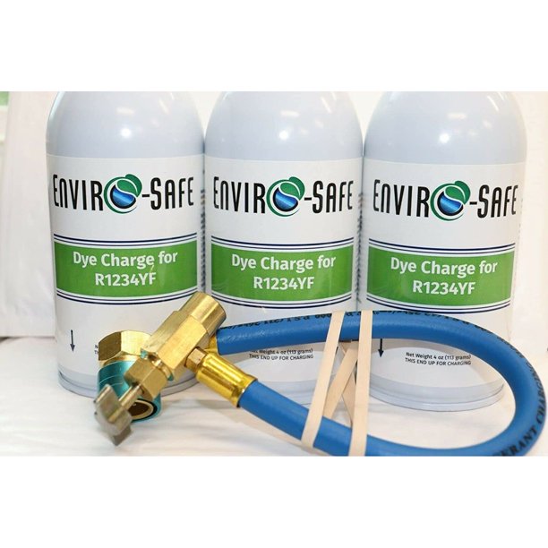 Dye Charge for R1234yf Systems,3 cans and Brass Charging Hose,R1234yf