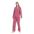 thumbnail image 4 of GLOBAL Women's Flannel Pajamas Set 100% Cotton PJs for Women Loungewear Long Sleeve Button Drawstring Waist Warm Sleepwear Pink Zebra Stripe M, 4 of 6