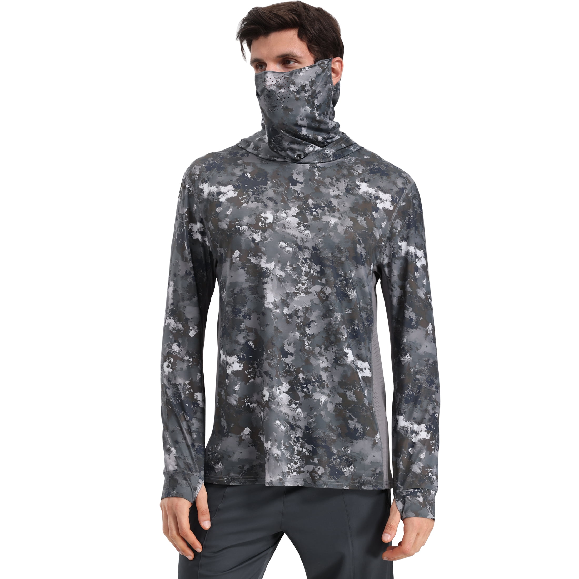 RPOVIG Camo Hunting Long-Sleeve Hooded Sweatshirt for Men UPF 50+ Fishing Hiking Camp Shirt,S-3XL