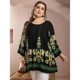 thumbnail image 1 of U.Vomade Nouvelles Chemises pour Femmes Grande Taille Manches Longues Col Rond Imprimé Floral Chemises Décontractées Amples Surdimensionnées Hauts pour Femmes, 1 of 4