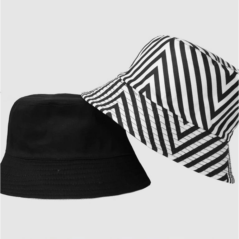 CoCopeaunts Bucket Hat for Men Black White Stripe Pattern Spring