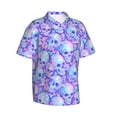 thumbnail image 2 of Balery Blue Skull Daisy Print Men's Hawaiian Shirts Short Sleeve Beach Shirt Relaxed Fit Vacation Button Down Shirts-Large, 2 of 9