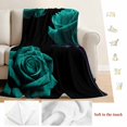 thumbnail image 5 of Teal Blue Rose Blanket Soft Cozy Warm Throw Blanket for Couch, Plush Fuzzy Flannel Fleece Blankets for Sofa, Vintage Abstract Garden Flower Floral Black Bed Blankets Gifts for Men, 40"x50", 5 of 9