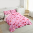 thumbnail image 3 of Manfei Cartoon Loves Pattern Queen Comforter Set,Girl Heart Print Bedding Sets,Dreamy Pink Bedding Comforter Set For Kids,Microfiber Bedroom Decor Reversible,3-Piece, 3 of 8
