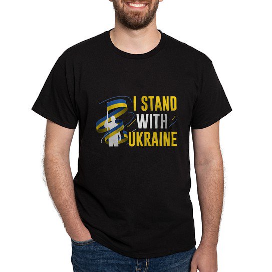 CafePress - I Stand With Ukraine Dark T Shirt - Men's Classic Cotton T-Shirts
