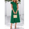 thumbnail image 2 of Vestido de verano CFLONGE 2025 para mujer, manga corta abullonada, verde, 2 of 8