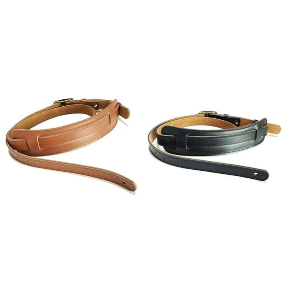 2 Pcs Leather and Metal Buckle Electric Guitar Strap Belt Shoulder Pad Adjustable Vintage Guitar Straps, Brown & Black
