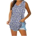 thumbnail image 2 of Summer Women Tank Tops Plus Size V-Neck Sleeveless Basic Leopard Print Pullover Blouse Shirt Casual Loose Fit Loungewear Going Out Tops For Women, 2 of 6