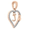 thumbnail image 2 of 10K Rose Gold Diamond Heart Pendant Dangling Initial J Cut Out Charm 0.10 Ct., 2 of 6