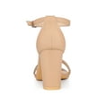 thumbnail image 2 of BLISSFUL STEP Women's Sandals Rhinestone Chunky Heel Ankle Strap Open Toe Party Shoes Nude 9, 2 of 7