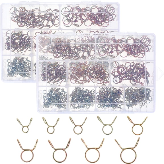 330/660Pcs Spring Hose Clamp Set Stainless Steel Fuel Line Hose Spring Clip Kit Small Hose Spring Clamp Assortment Kit Water Pipe Spring Clamp 5/6/7/8/9/10/11/12/13 mm for Automobiles