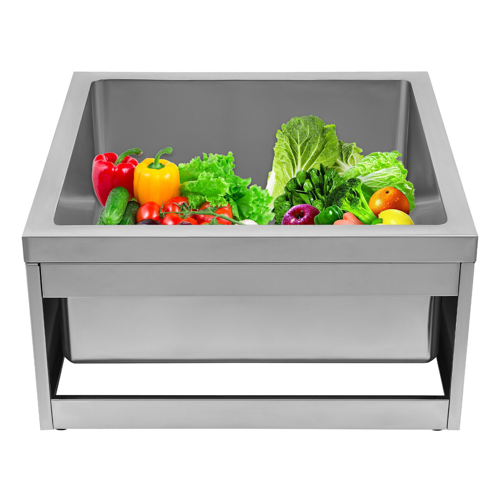 Free Standing Utility Sink Single Bowl Commercial Sink Restaurant Kitchen Sink 304 Stainless Steel
