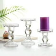thumbnail image 2 of Transparent Glass Candle Holder Candle Stand Candlestick Height holders set 14 cm, 2 of 7