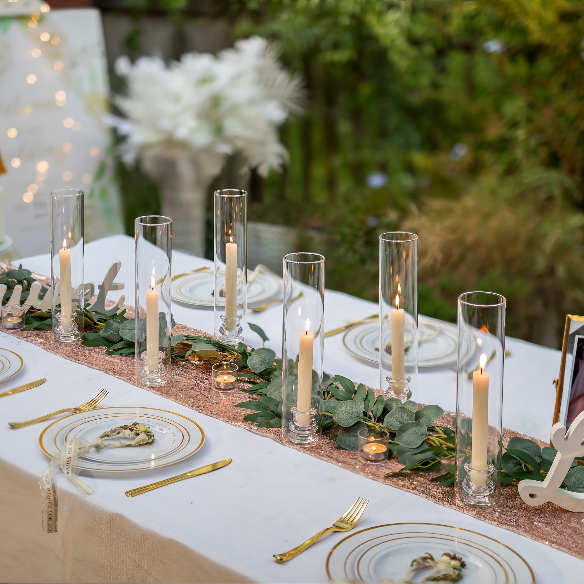 Glasseam Set of 30 Hurricane Candle Holders Bulk: Minimalist Clear Glass Cylinders for Taper Candles Event Wedding Centerpiece Thanksgiving Christmas Party Table Decor 2.36"x12.6"