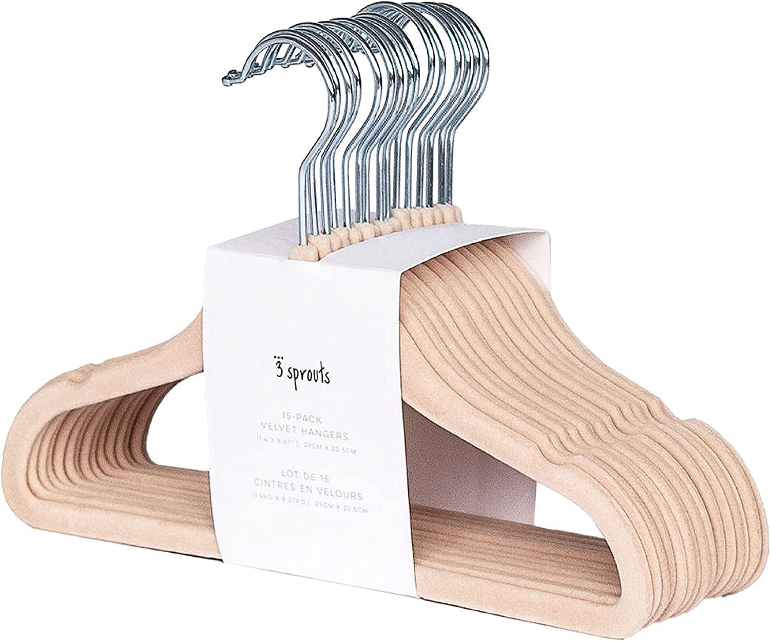3 Sprouts Baby Velvet, Non-Slip Clothes Hangers - Pack of 30 - Hazelnut