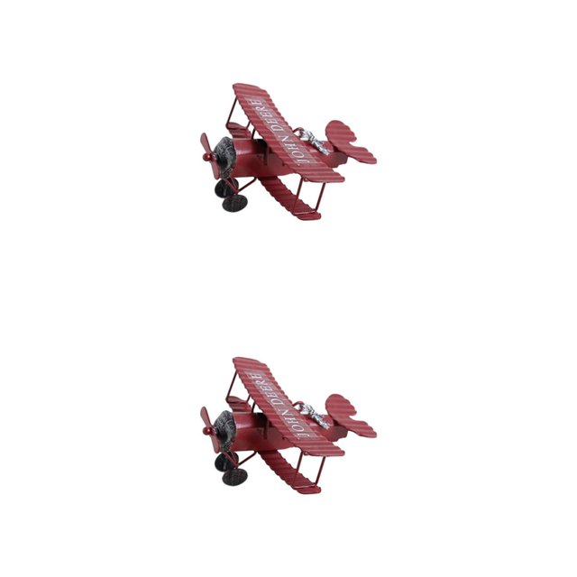 Wosthever Avión de pisos, decoración en miniatura, adorno Retro y exquisito para coleccionistas, modelo de hierro, color rojo vino vino rojo 2piezas