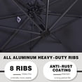 thumbnail image 5 of PURPLE LEAF 10 Ft Cantilever Umbrella Round Outdoor Patio Umbrella Large Offset Hanging Umbrella Aluminum Umbrella with 360°Rotation Adjustable Garden Pool Umbrella,Gray, 5 of 15