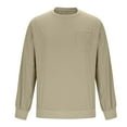 thumbnail image 4 of ZUKMRJPC Men's Long Sleeve Shirts Oversized Casual Crewneck Solid Color Pullover T-Shirts Fall Lightweight Comfy Basic Tops with Pocket, 4 of 5