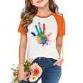 thumbnail image 2 of YUNAFFT T-Shirt à Manches Courtes pour Enfants Orange Festival Manches Raglan Imprimé Haut Tenue Décontractée, 2 of 9