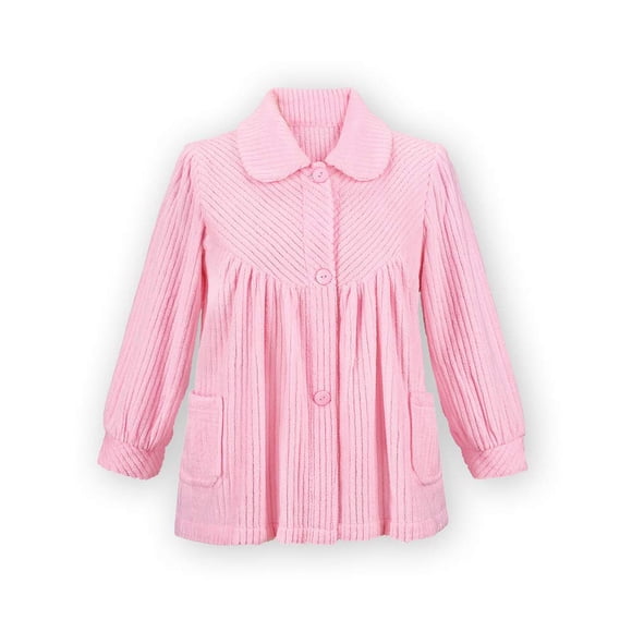 Camisas de noche Collections Etc. Forro polar suave con botones, rosa