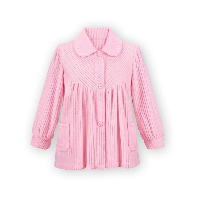 Camisas de noche Collections Etc. Forro polar suave con botones, rosa