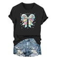 thumbnail image 2 of Haivin Easter Shirts for Women Happy Easter Bunny Printed Short Sleeve Tee Funny Blowing Bubbles Rabbit Casual Top, 2 of 6