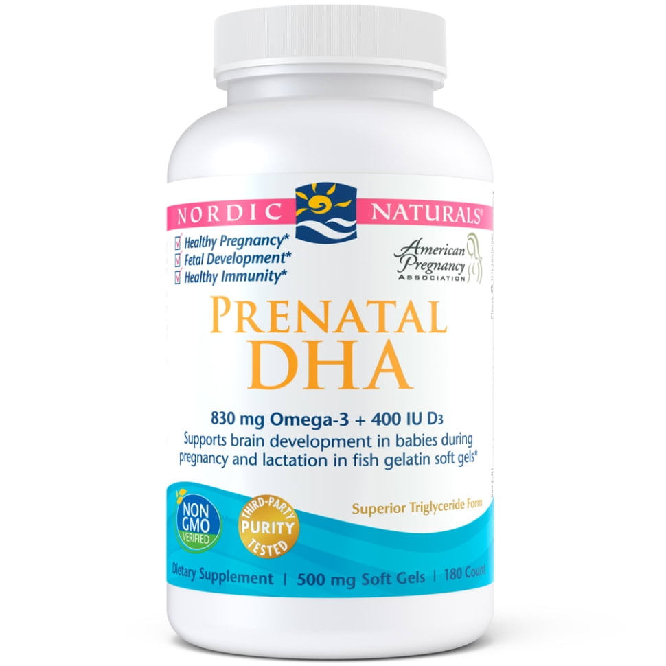 Nordic Naturals Prenatal DHA + D3 Softgels, 500 Mg, 180 Ct Walmart