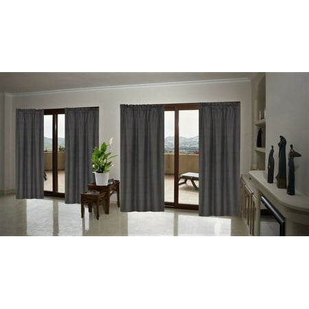 1 set R64 charcoal 2 piece blackout drapes rod pocket window curtain with foam backing set solid thermal lined panels 35 X 63 each