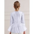 thumbnail image 6 of inlzdz Girls Glittery Sequins Modern Jazz Dance Leotard Long Sleeve Bowtie Tuxedo Bodysuit Party Wear White 10, 6 of 7