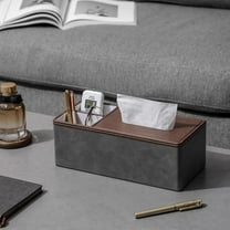 Nvzi Multi-Function Tissue Box Cover, Leather Tissue Box Holder, Rectangular Tissue Box Covers for Kleenex, Napkin, Rectangle Tissue Holder for Bathroom Home Office 11.42*5.31*4.13in（Dark Grey）