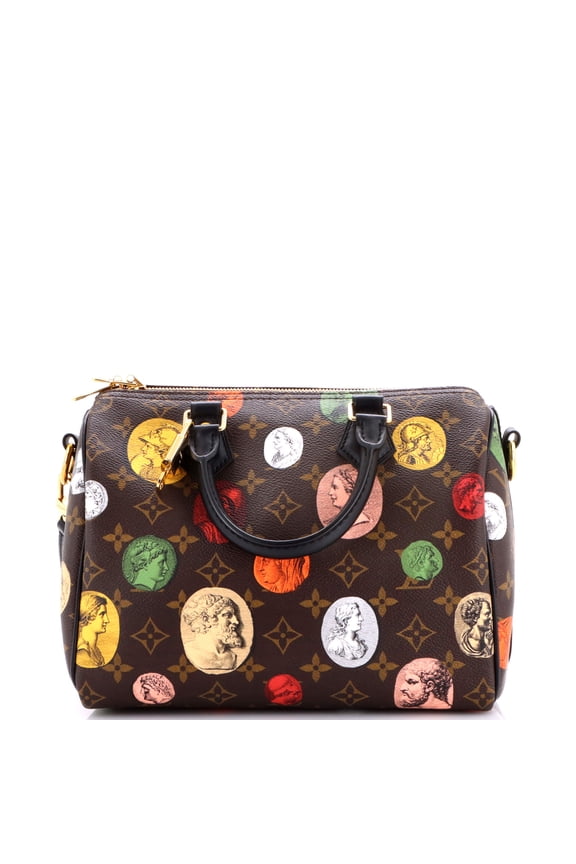 Pre-Owned Speedy Bandouliere Bag Limited Edition Fornasetti Cameo Monogram Canvas 25 By Rebag