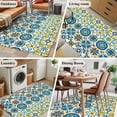 thumbnail image 5 of Rectangle Area Rugs 3 x 5 Ft, Modern Mediterranean Non-Slip Residential Carpet, Retro Moroccan Tiles Texture Vlue Yellow Indoor Crawling Mats Runner Rugs for Living Room/Dining Room/Bedroom, 5 of 8