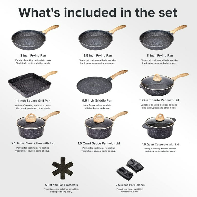 Pots and Pans Set Nonstick Induction Cookware Sets, 20 Pcs w