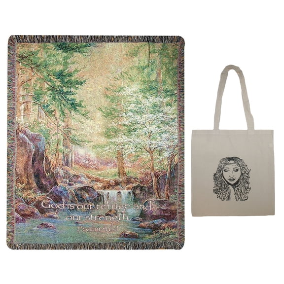 Natures Retreat 50" x 60" Inspirational Throw Blanket & Angel Tote, Bereavement, Loss of Loved One