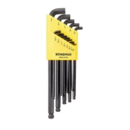 BONDHUS 16537 13 Pc SAE Stubby Ball L Shaped Hex Key Set