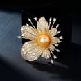 thumbnail image 4 of Misright Stylish Floral Crystal Pearls Brooch Dainty Alloy Pin For Dress Scarf Gift, 4 of 8