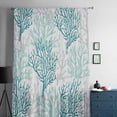 thumbnail image 5 of Teal Grey Coral Coastal Semi Sheer Curtains Drapes for Living Room, Bedroom, French Doors Window 84 Inches Long, Summer Beach Seaside Nautical Rod Pocket Chiffon Curtain Drapery Voile Drape Panel, 5 of 6