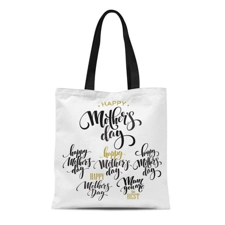 SIDONKU Canvas Tote Bag Watercolor Beautiful Mothers Day Lettering Mum Best Black Board Reusable Shoulder Grocery Shopping Bags
