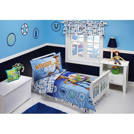 DISCONTINEUD - Disney - Toy Story Buzz and Woody 4-Piece Toddler Bedding Set