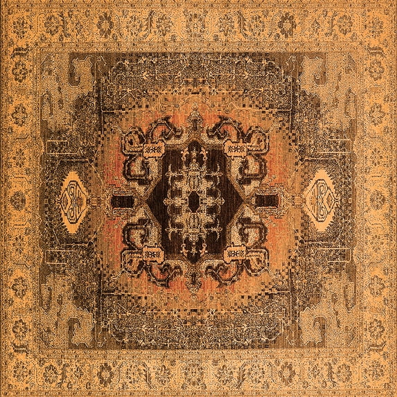 Ahgly Company Indoor Square Oriental Orange Industrial Area Rugs, 3' Square