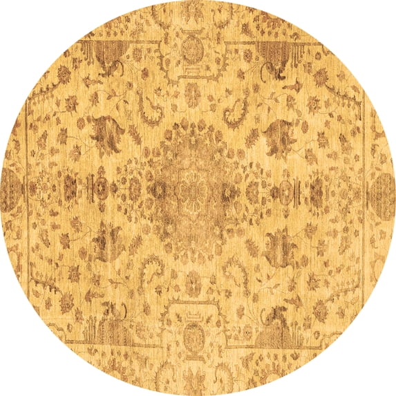 Ahgly Company Indoor Round Oriental Brown Traditional Area Rugs, 6' Round